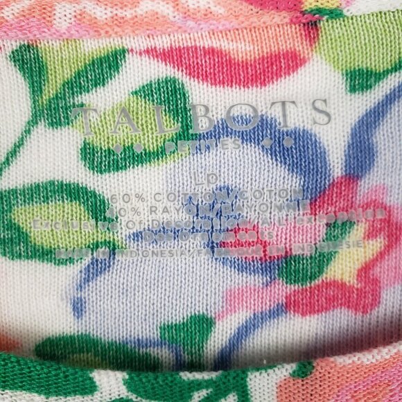 Talbots Faux Layered Top Floral Pique Pink 3/4 Sleeve Size LP Large Petite - Picture 4 of 7